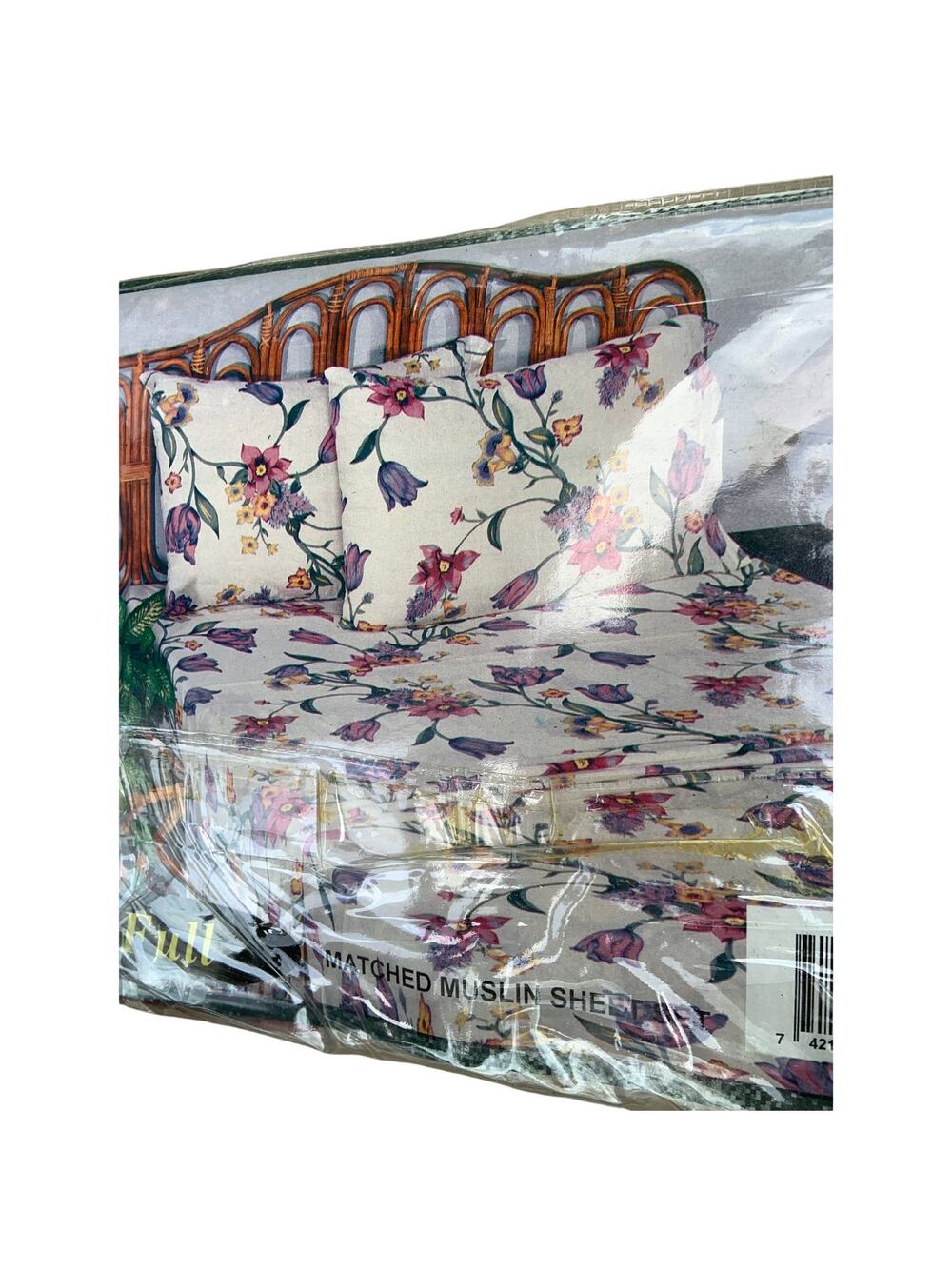 Vintage 70s 80s Camelot Full Muslin 4 Piece Floral Sheet Set Cottagecore NOS